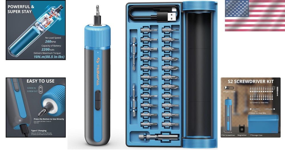 Precision Torque Control 4V Cordless Screwdriver with Automatic Shutdown Feature