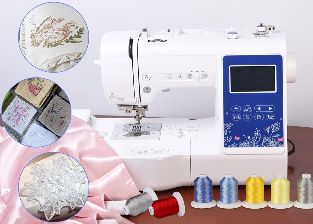 Embroidery Machine Thread Kit 800Y 21 Spools Black White and Silver Grey Colo...
