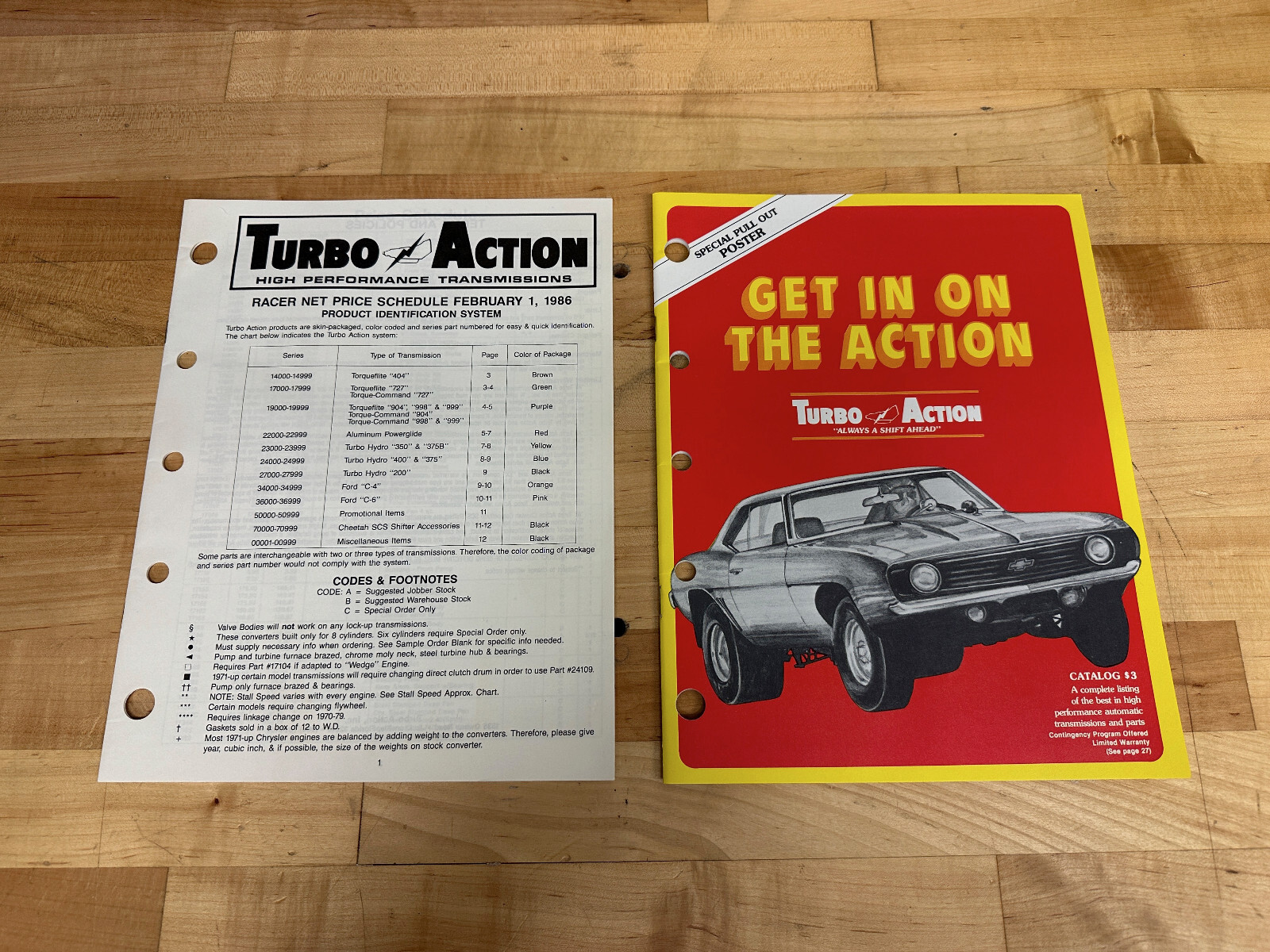 Vintage TURBO ACTION Transmission Parts CATALOG 1986 w Bagwell Poster and Decals