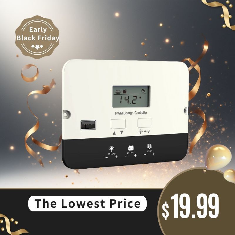 HQST 20A PWM Flush Mount Charge Controller w/ LCD Display