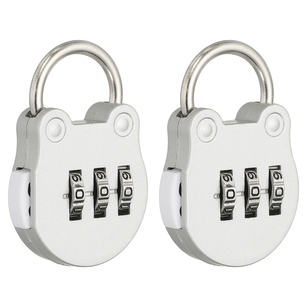 Combination Padlock (Small, Silver)(2 Pcs),Cat Shackle Code Locks