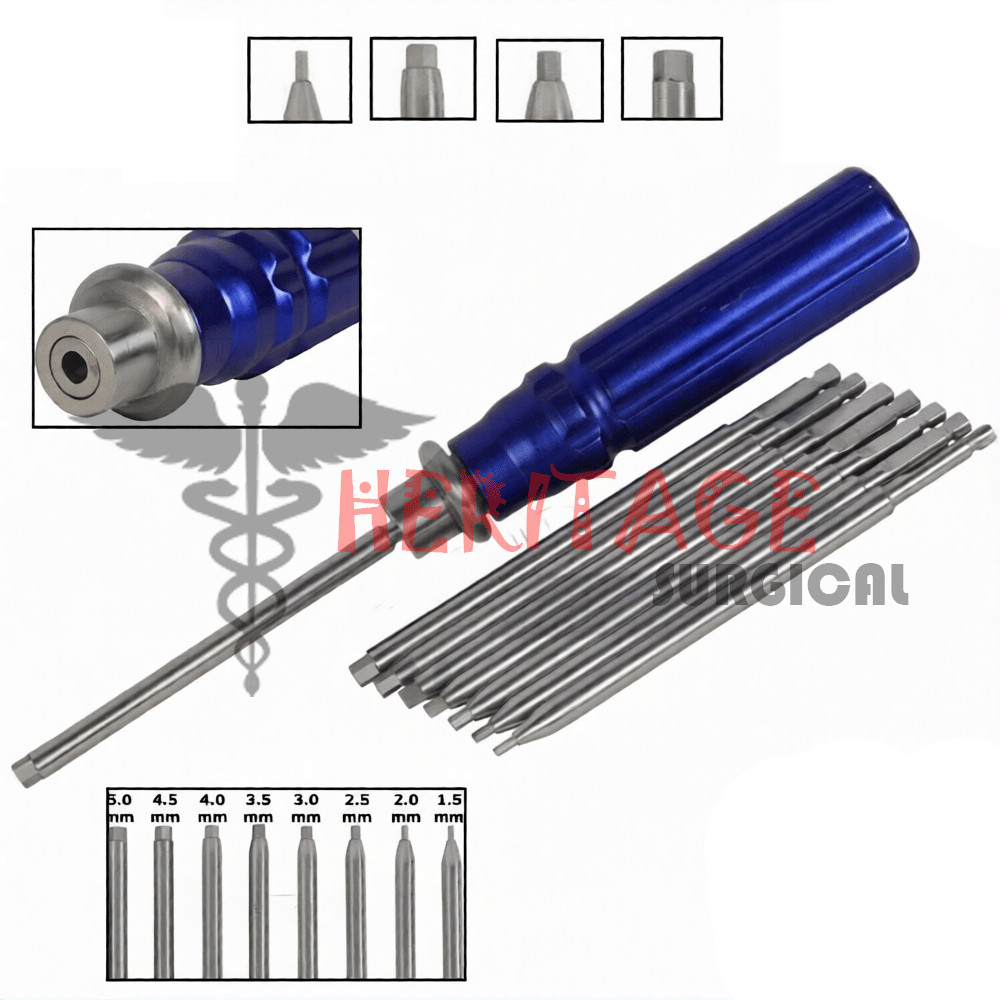 Orthopedic Bone Screwdriver Set With Quick Coupling Handle Surgical Instruments
