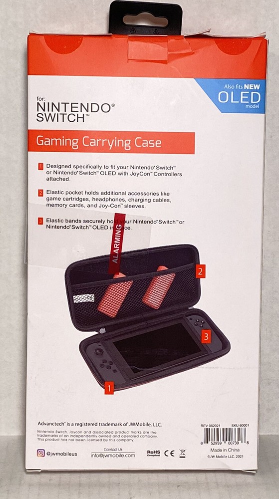Nintendo Switch Gaming Carrying Case Advanctech Fits OLED Model Travel Storage
