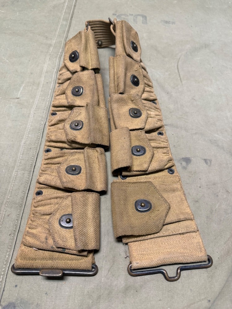 ORIGINAL WWI WWII US ARMY M1903 INFANTRY COMBAT FIELD 10 POCKET AMMO BELT