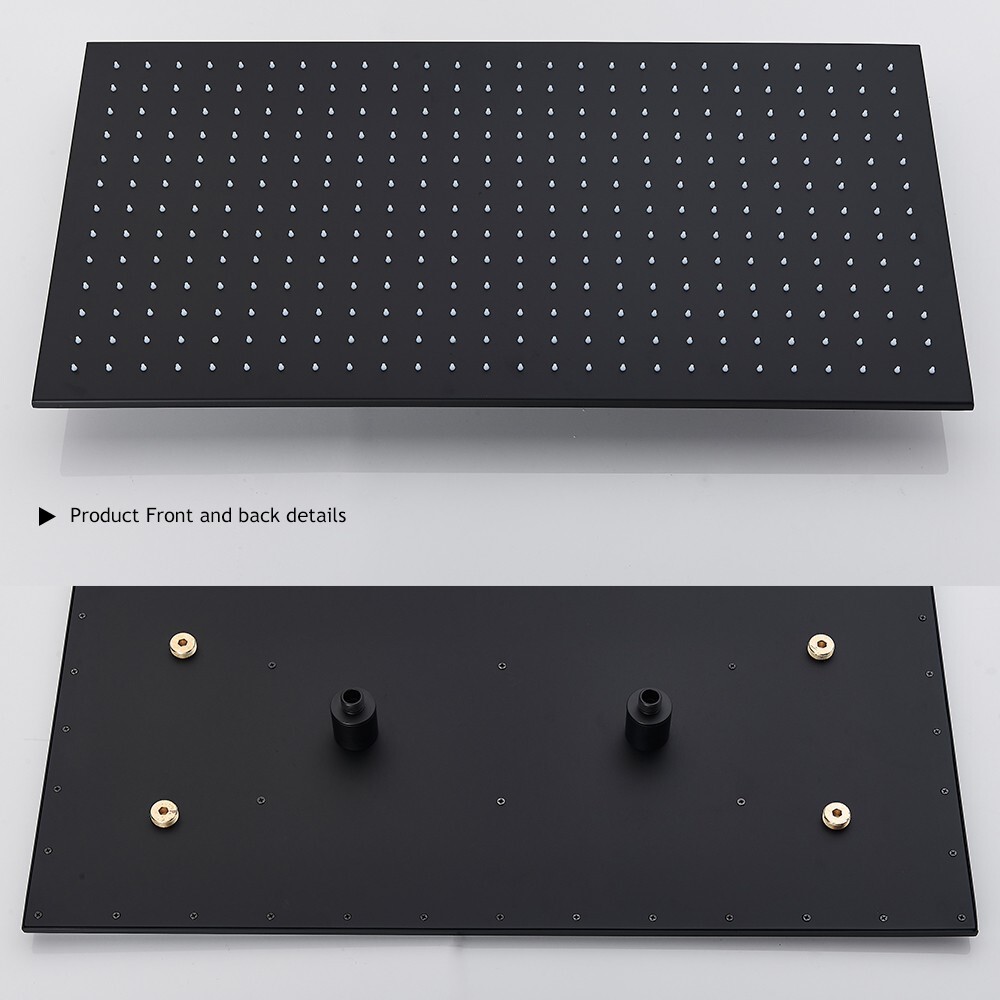 Rainfall 16"x32" Large Shower Head Top Sprayer Ceiling Mounted Matte Black