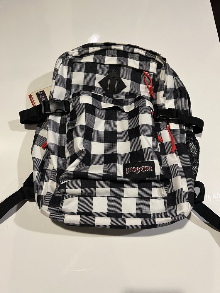 JanSport Kids Backpack Black White Checkered Polyester Adjustable Straps