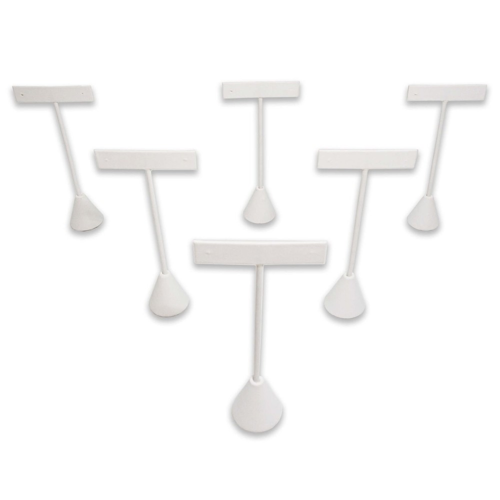 White Leatherette Earring T Shape Display Stands