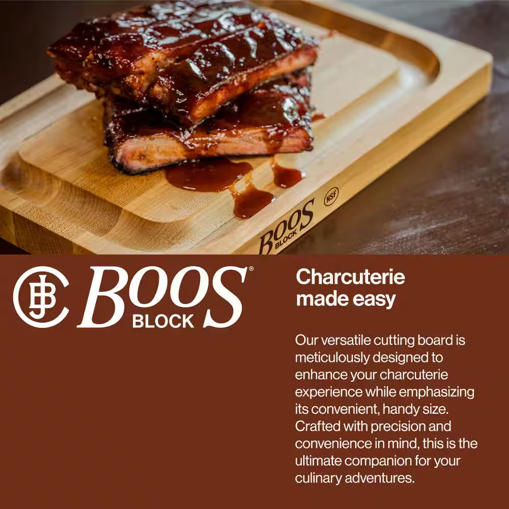 Block 8 In. X 12 In. Rectangular Maple Wood Edge Grain Reversible Cutting Board