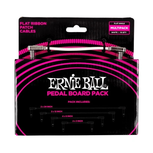 Ernie Ball Flat Ribbon Patch Cables Pedalboard Multi-Pack White