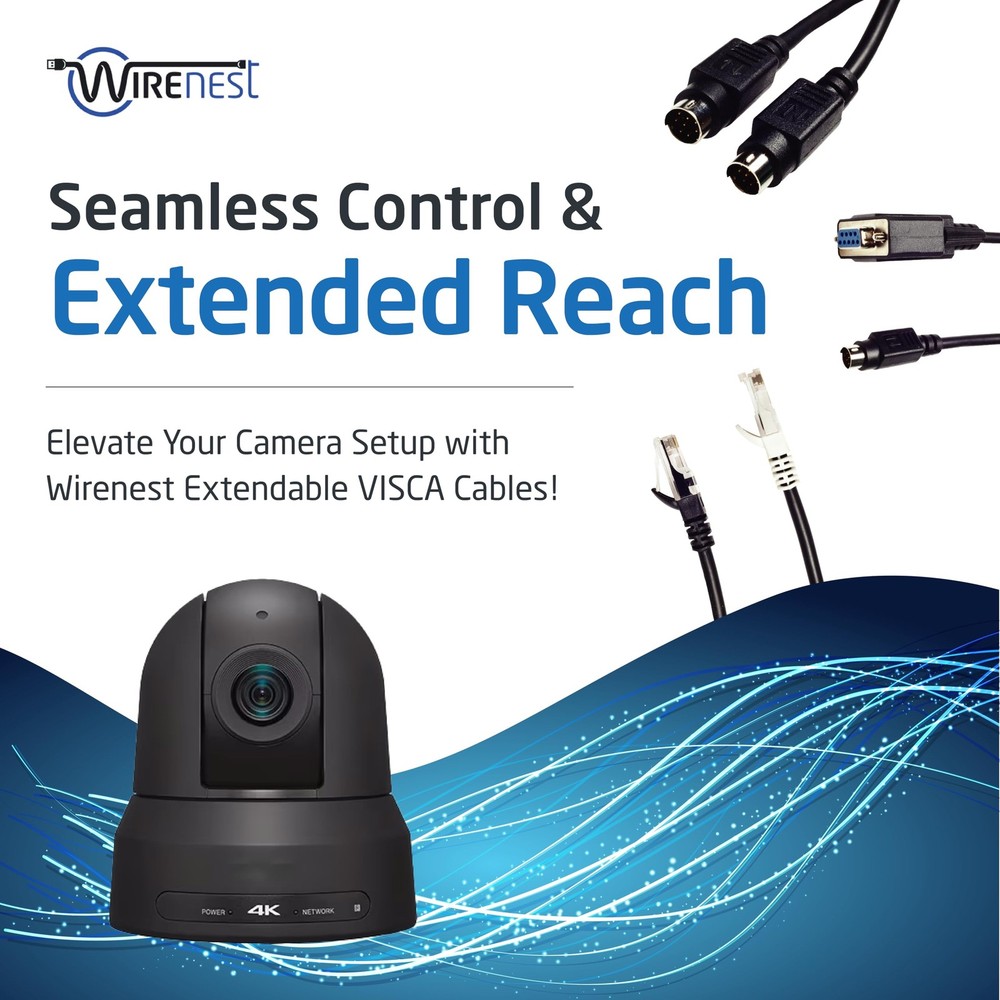 100ft VISCA PTZ Daisy Chain Camera Control Cable for 100FT, Black