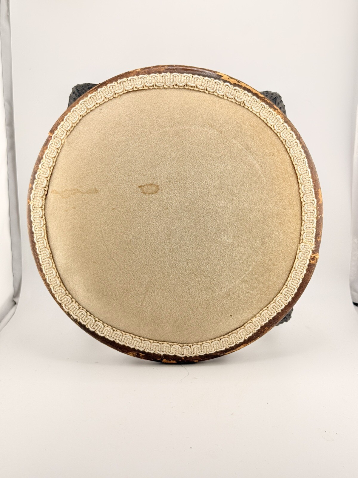 Antique Victorian Cast Iron Wood Foot Stool Ornate Read Description Partial Labe