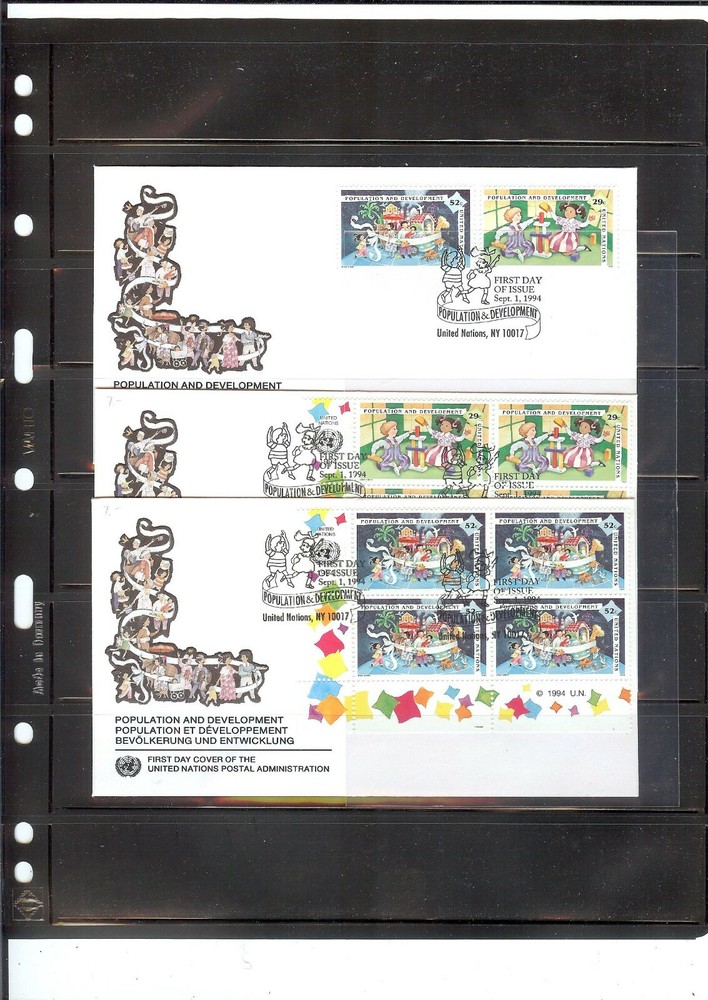1994 Population & Development FDC's (Combo/MIB4) - NY Office - UNPA Cachet (352)