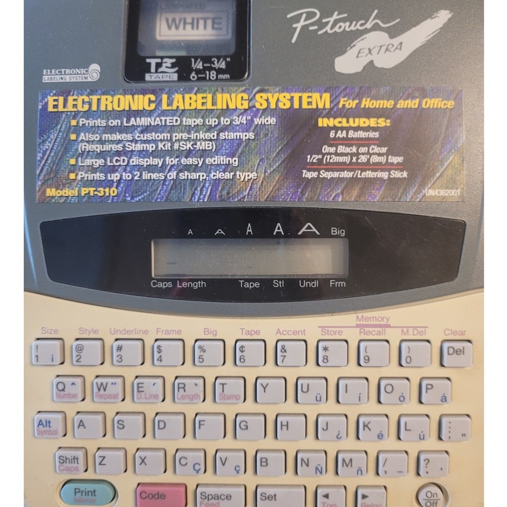 Brother P-Touch Extra PT-310 Thermal Label Printer Tested AC Adapter EUC