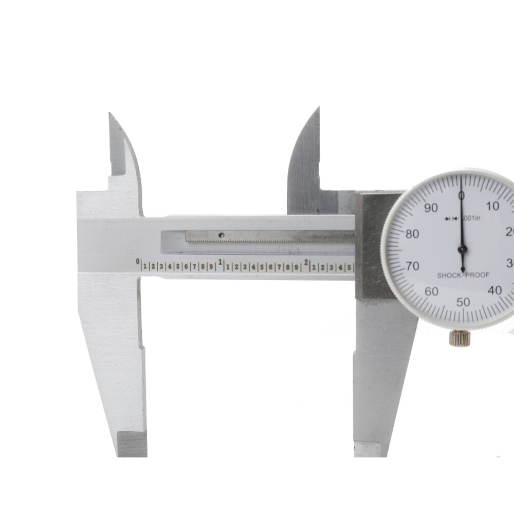 Shockproof Dial Caliper, 0.1" per Revolution, 0-12" Range, 0.001" Accuracy &Case