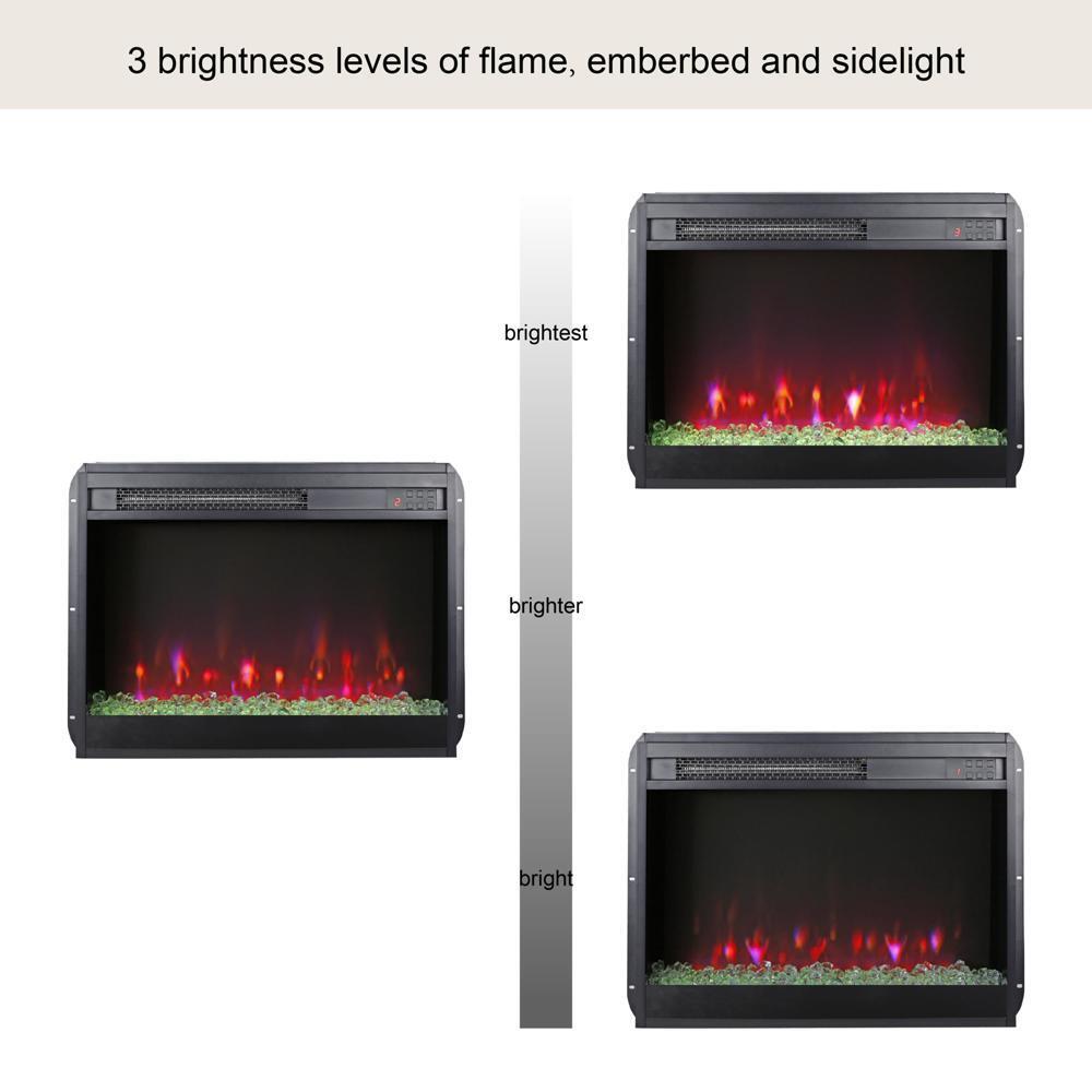 23''Electric Fireplace Insert with Crystal&Realistic Flame Remote Control w/Time