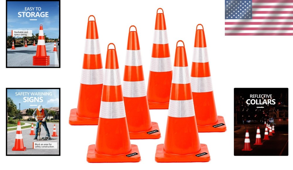 High Visibility 28" Traffic Cones - Reflective Collars
