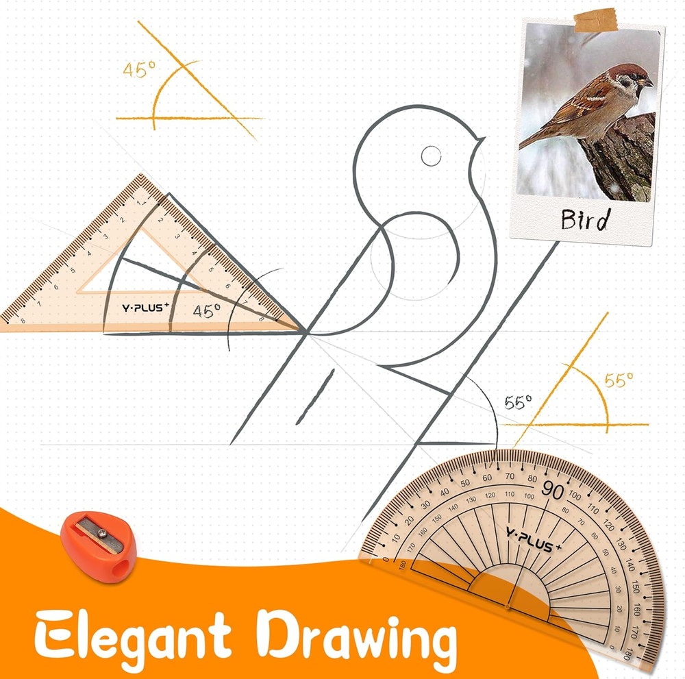 Geometry Set for Students, Math Protractor Compass, Box of Protactors Kit for Cl