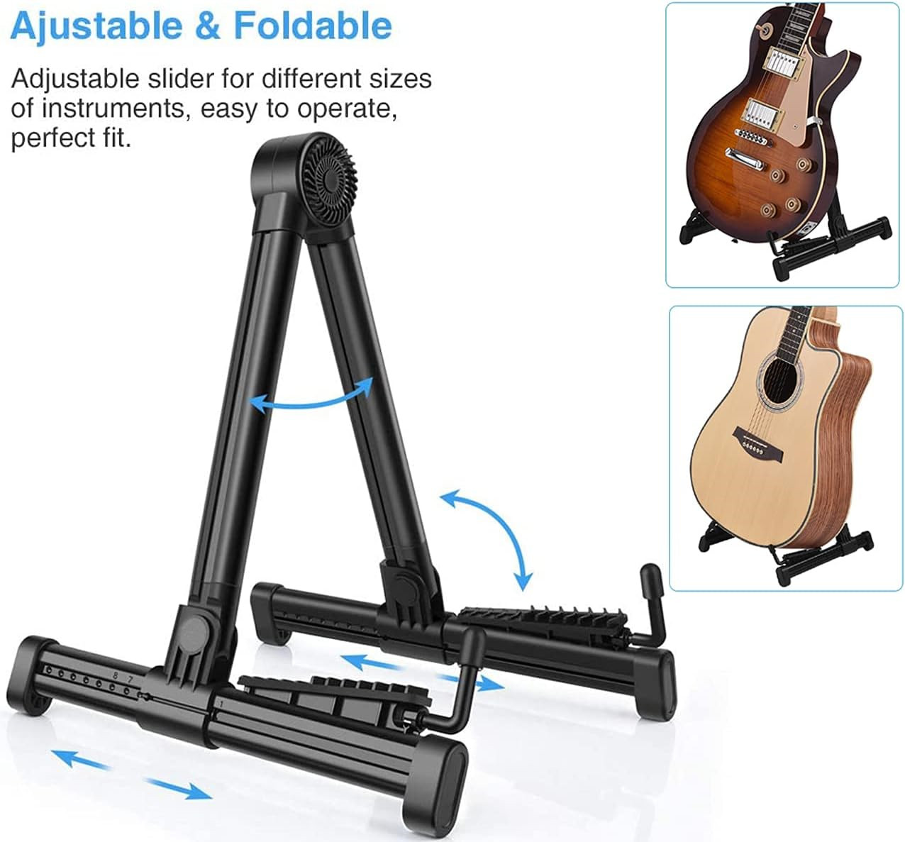 Guitar Stand Electric Bass Ukulele Folding A-Frame Foldable Portable Music Stand