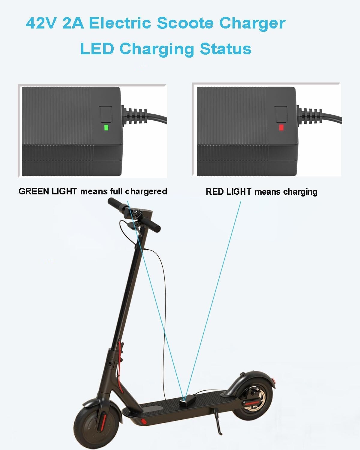 42V 2A Charger Replacement for GOTRAX GXL V2,G2,G3,G4,Apex,Glider,XR Elite