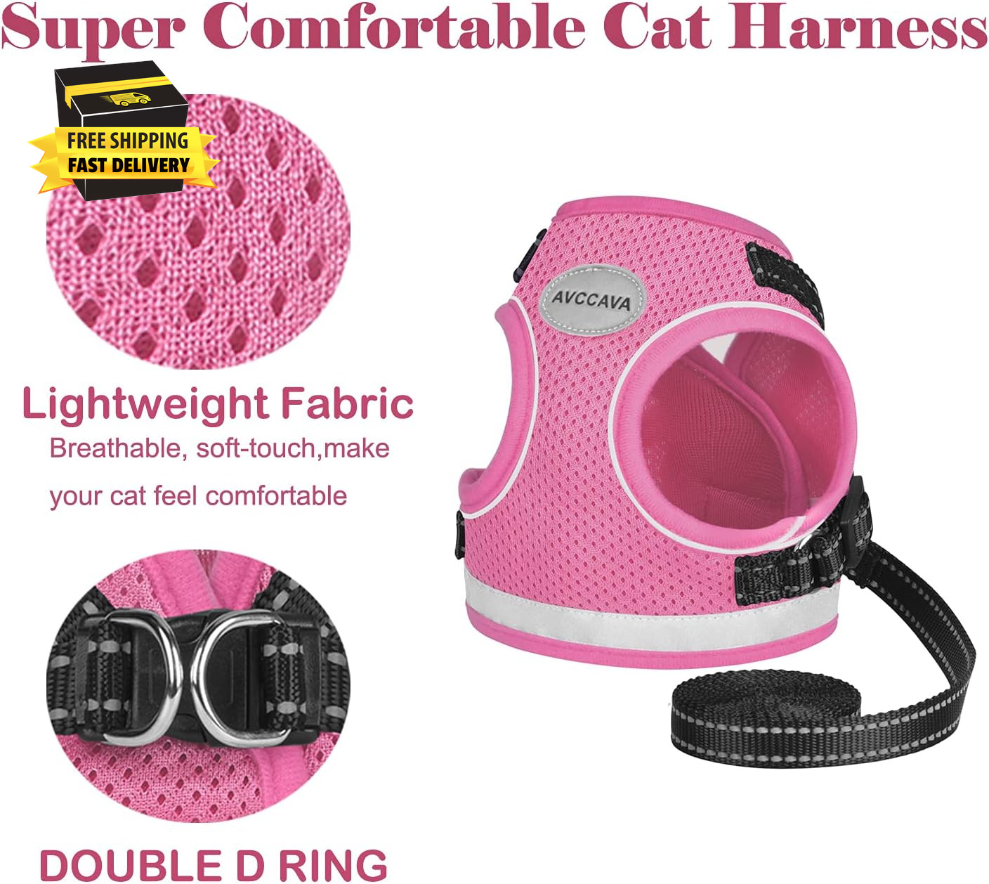 Cat Harness and Leash for Walking, Kitten Escape Proof Harnesses, Adjustable Ref
