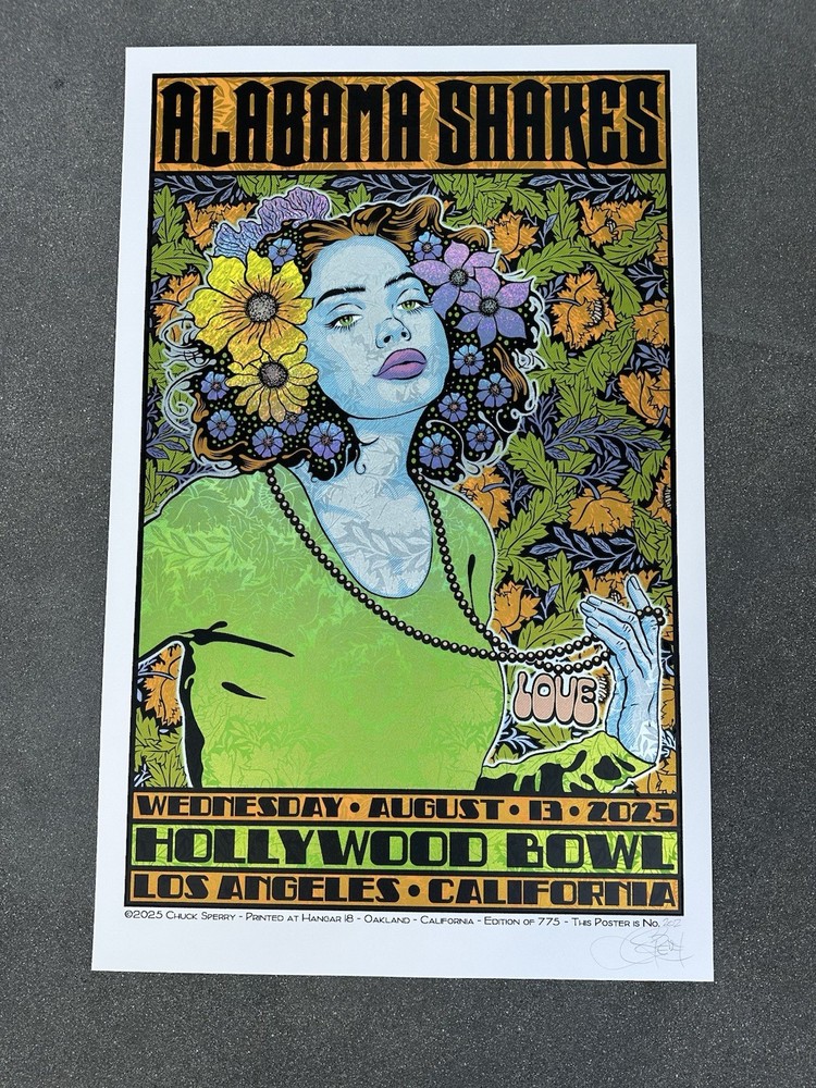 Alabama Shakes Poster 8-14-2025 Hollywood Bowl Chuck Sperry 202/775