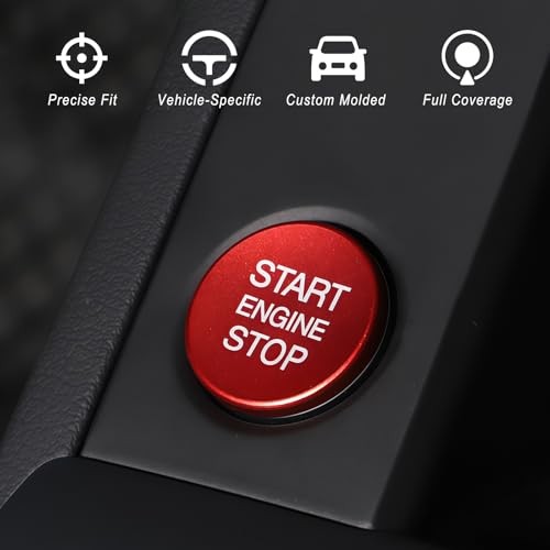 Push Start Button Cover, Aluminum Car Engine Start Stop Button Cover, 1 PC Red