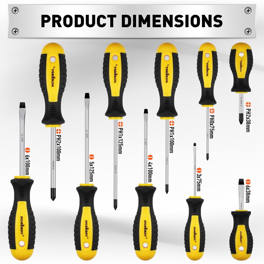 HORUSDY 11piece Magnetic Screwdriver Set with Case 5 Phillips & 5 Flat Head Tips