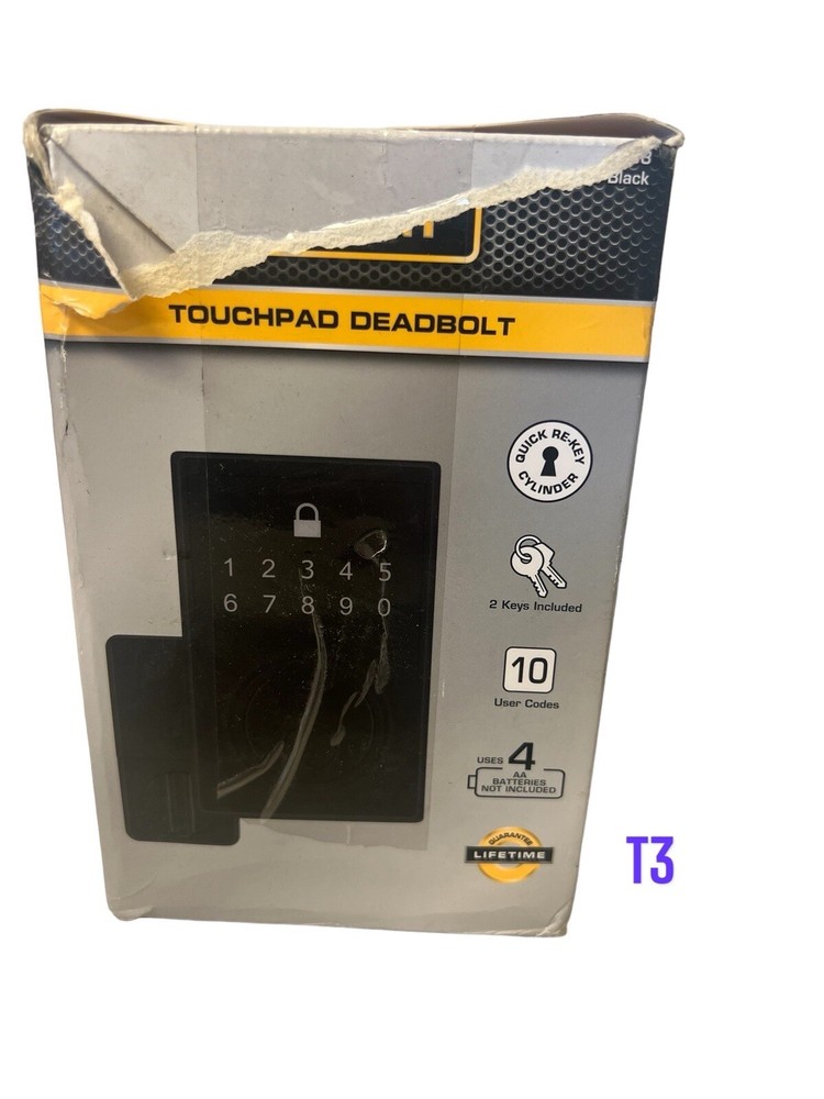 Defiant Square Matte Black Compact Touch Electronic Single Cylinder Deadbolt
