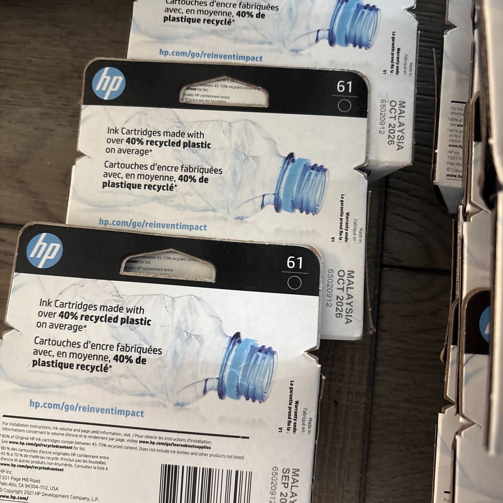 2x NEW /HP BLACK 61 / GENUINE OEM INK TONER / Exp: Sept 2027+ FREE SHIP