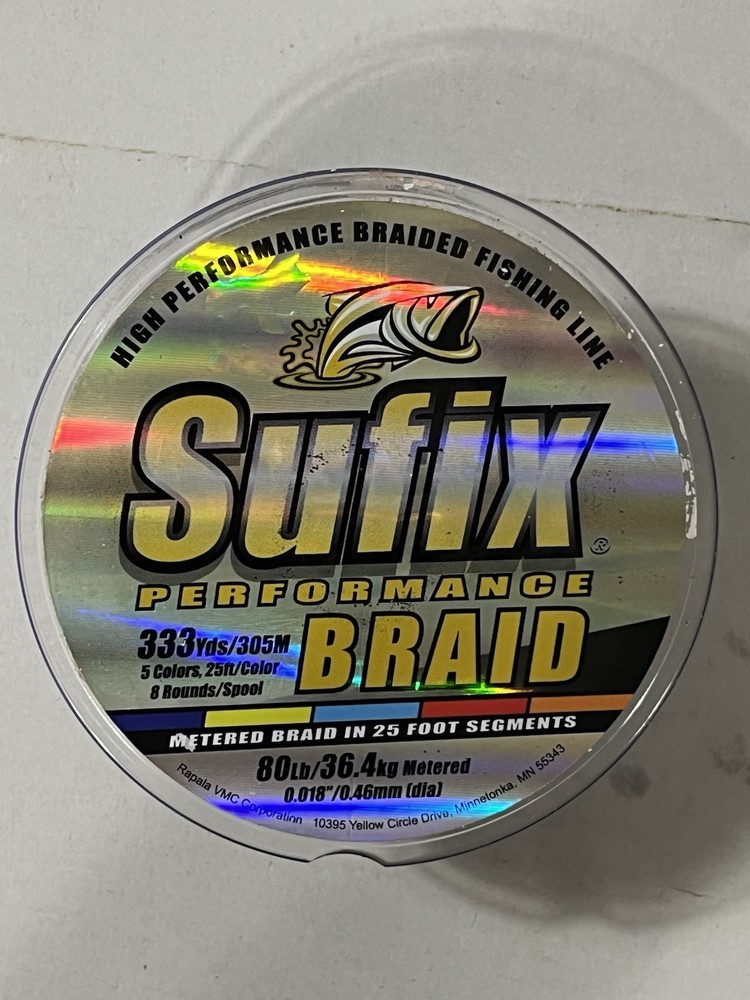 Sufix Performance Braid 80# 0.018" 333 Yds Metered Braid 25 foot Segments