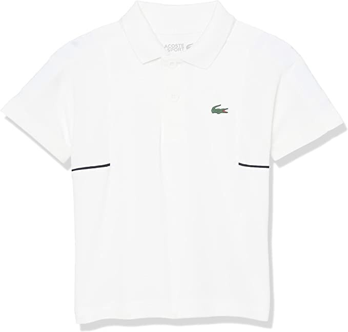 Lacoste BOYS Petit Pique Polo Shirt WHITE -001/NAVY BLUE 100% POLY WITH EMB X