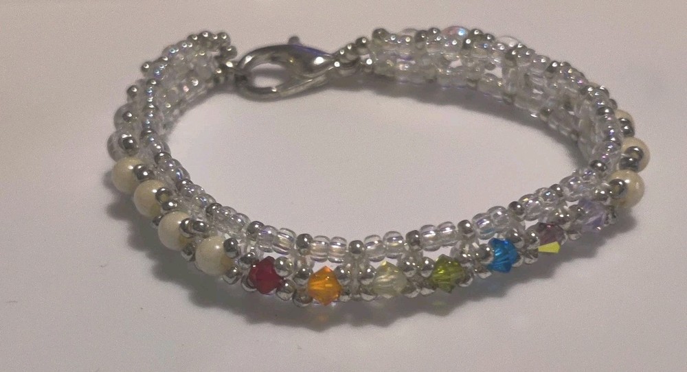 Handmade Beaded Chakra Bracelet, 4.5".