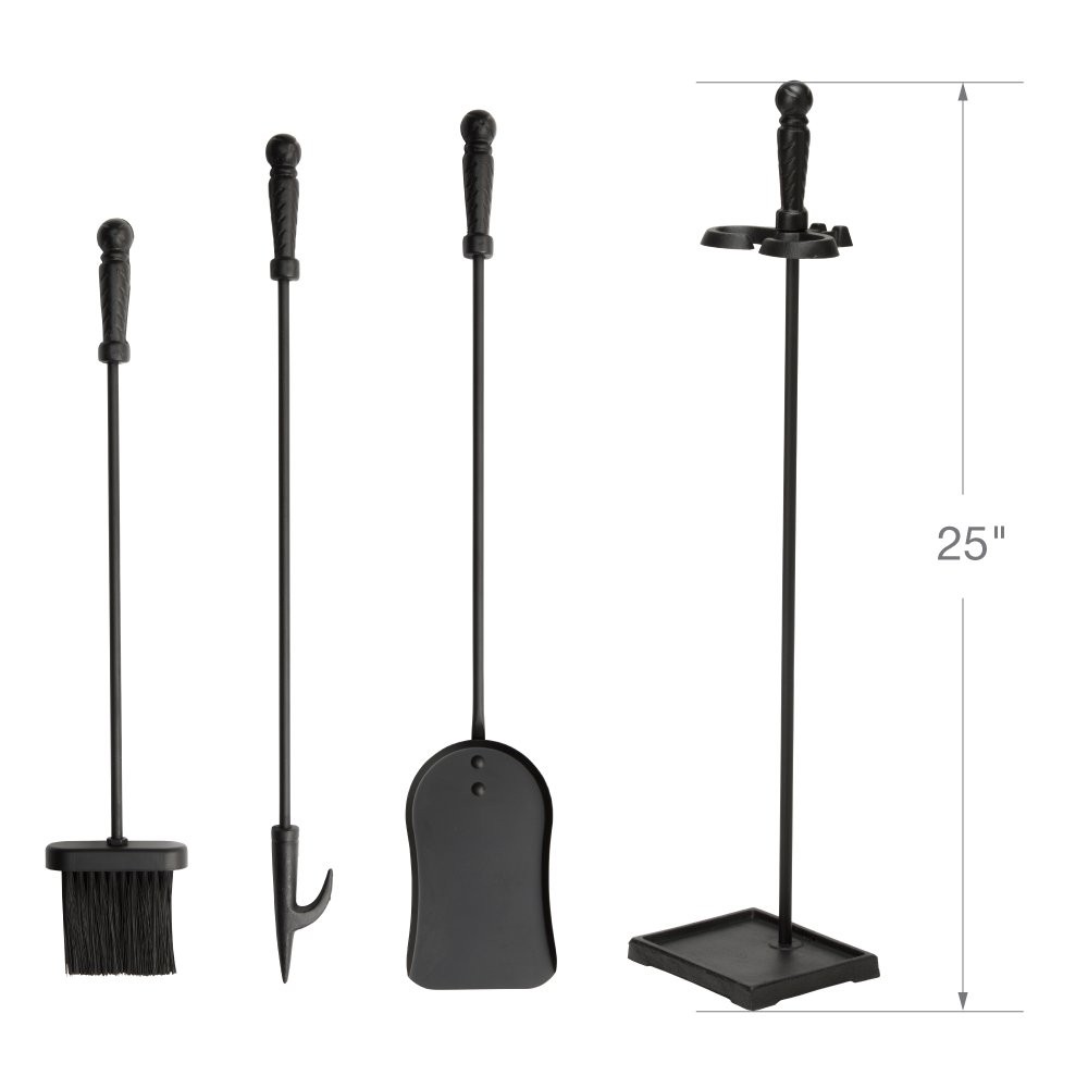 Black 4-Piece Fireplace Tools Set (T40140BK)