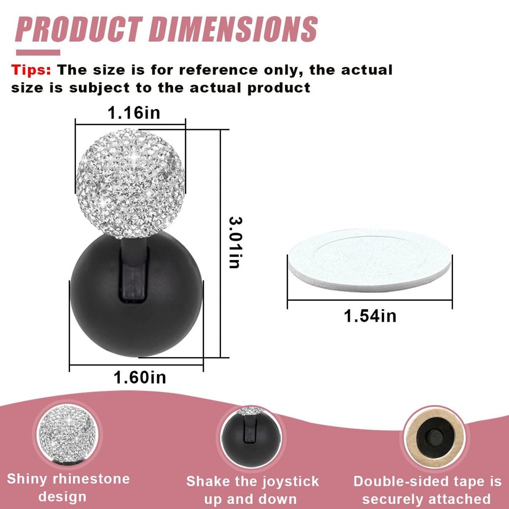 Car Push Start Button Cover, Rhinestone Engine Start Stop Button Joystick Cov...