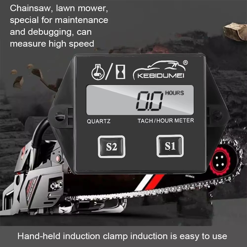 LCD Digital Engine Tach Hour Meter Tachometer Inductive Gauge