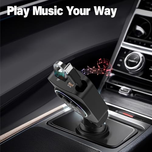 Bluetooth 5.3 FM Transmitter for Car, Bluetooth Car Adapter with 3-Port Fast