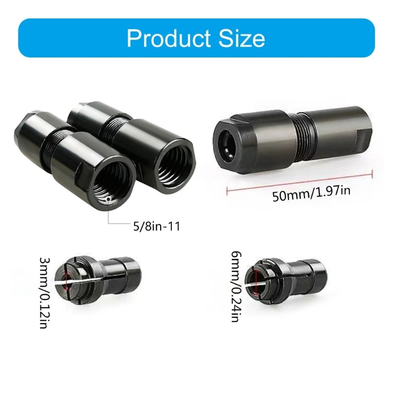 Angled Grinder Conversion Kit Featuring 3mm and 6mm Collets for 5/8-11 Threaded