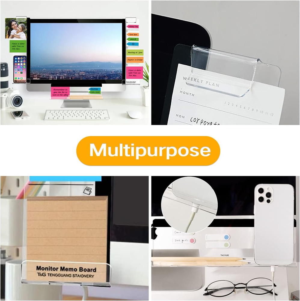 Monitor Memo Boards for Computer, Set of 3 (Left & Right & Bottom) Multifunct...