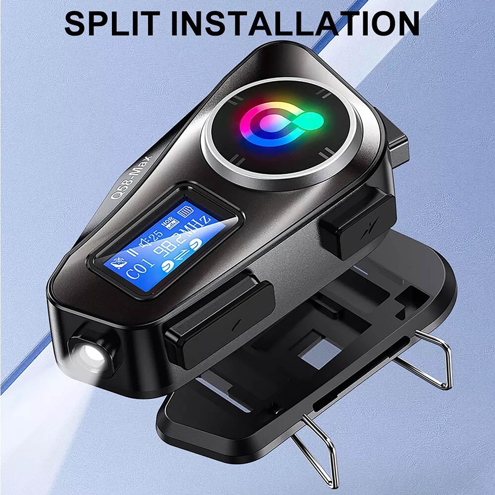 Motorcycle Intercom Music Bluetooth Helmet Headset LCD Display Waterproof