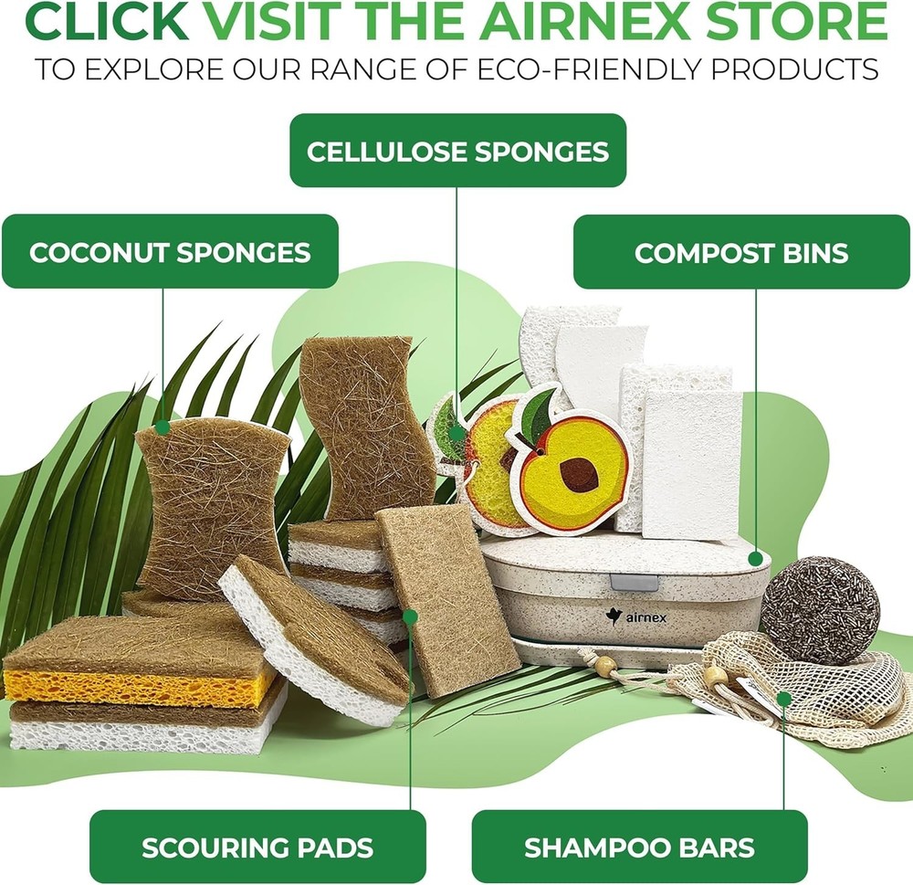 Biodegradable Natural Kitchen Sponge - Compostable Cellulose and Coconut Waln...