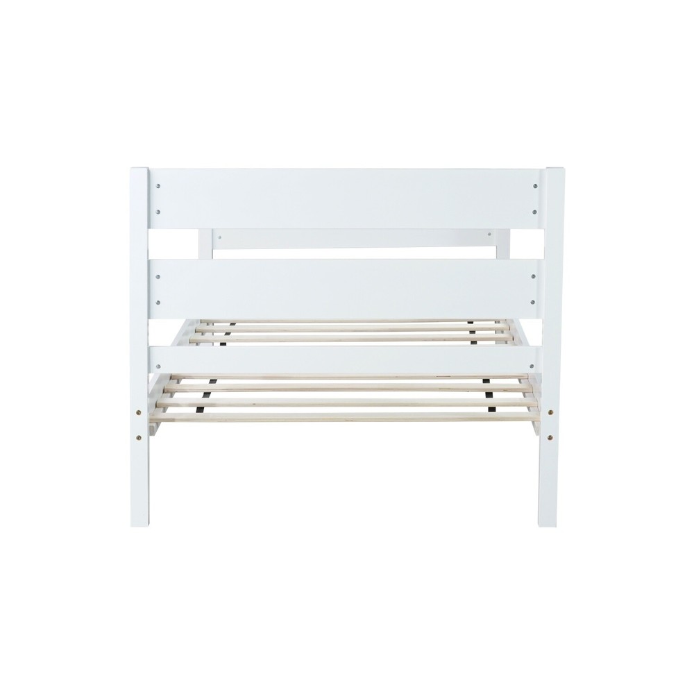 Twin Size Bed Frame Wooden Platform Bed Frame w/ Headboard White/Espresso