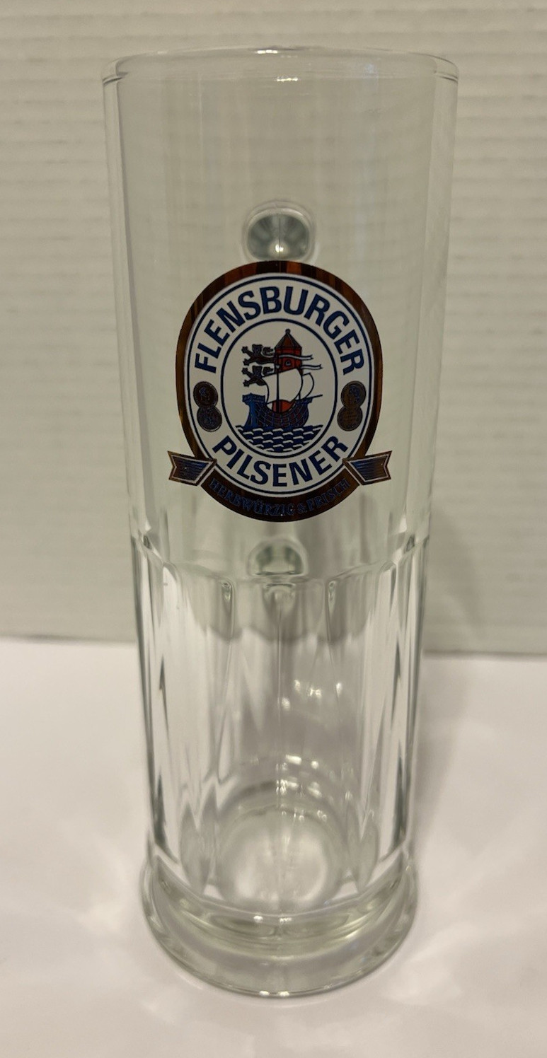 Flensburger Pilsener Herbwurzig & Frisch 0.5 L Beer Mug 8" Tall-Slender-German