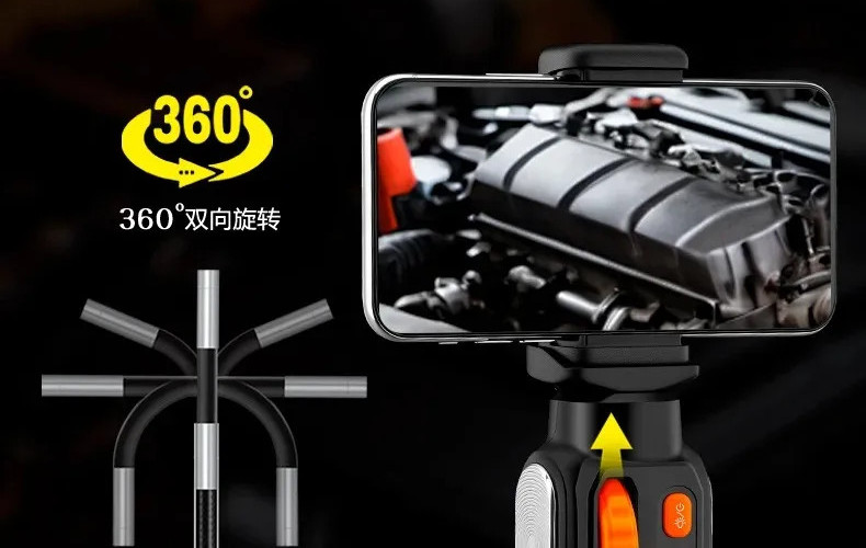 360° Rotation Endoscope Camera 1.5m HD Borescope IP67 for Car, iOS & Android