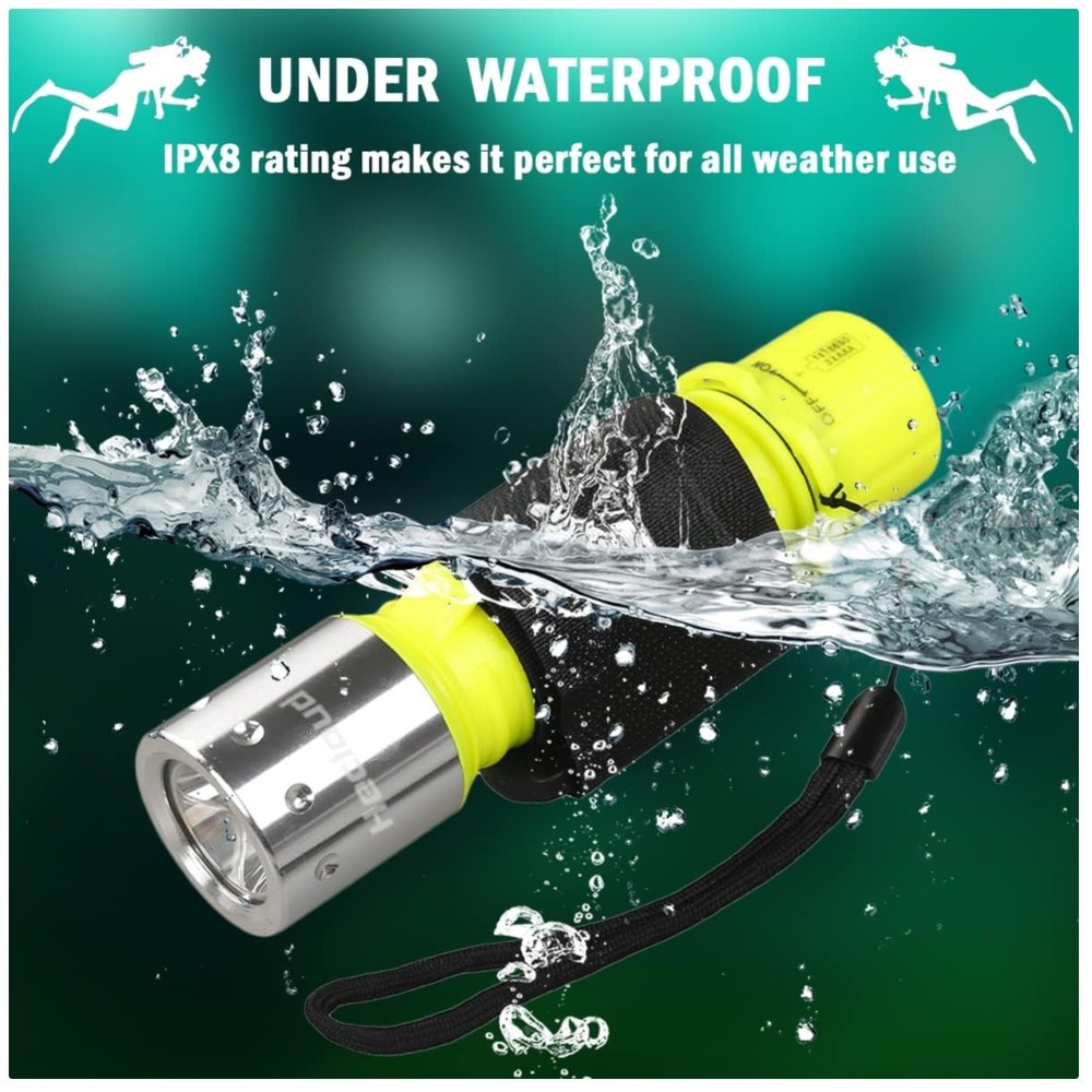 Waterproof Dive Flashlight 3 Modes Charger