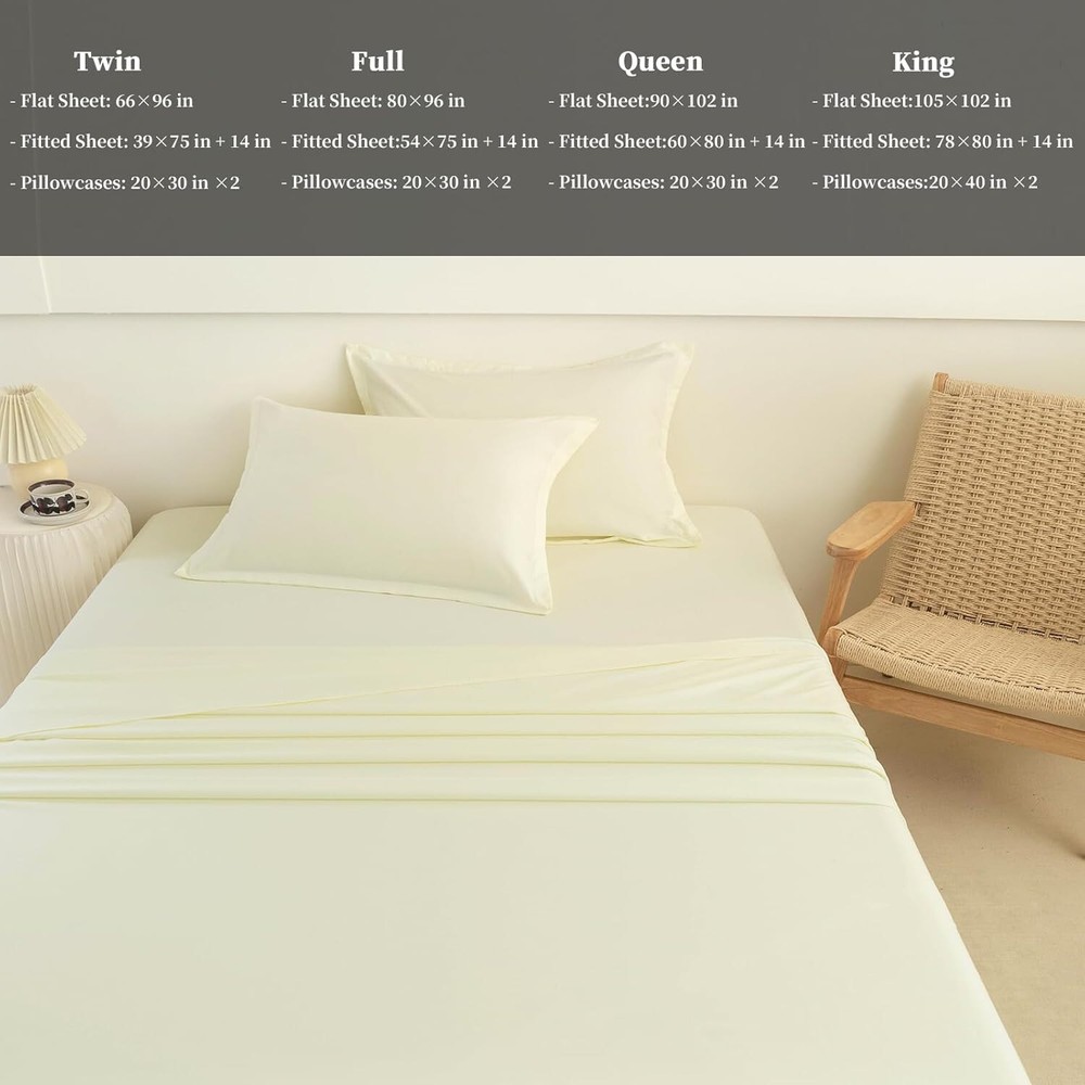 4PC Queen Bed Sheets Deep Pocket 16 Soft Cooling Hotel Luxury Bedding