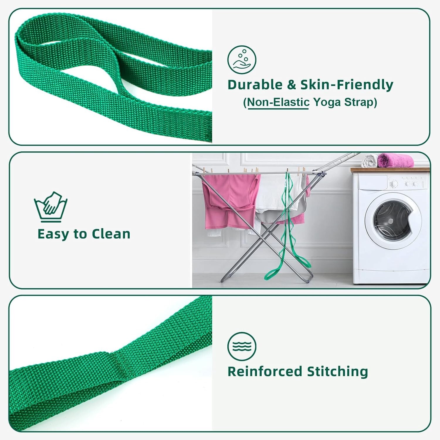 Stretching Strap Yoga Straps for Physical Therapy, 10 Loops Non-Elastic Stret...