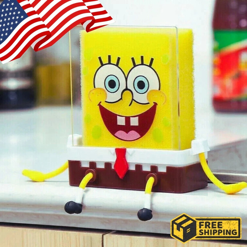 Sink Sponge Holder – SpongeBob Style Kitchen Organizer & Drain Rack for Storage