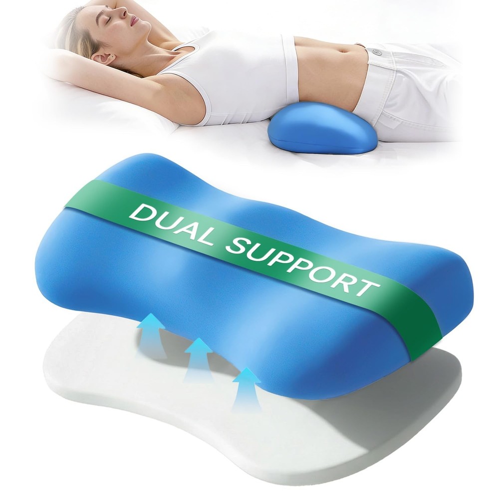 Adjustable Height Lumbar Support Pillow for Sleeping, Standard, Blue