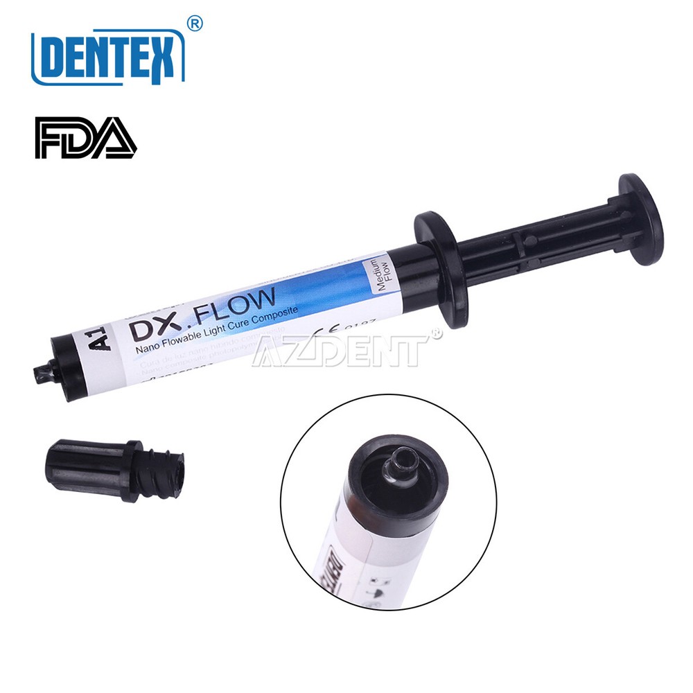 Dental DENTEX Flowable Medium Flow Light Cure Composite Shade A1 DX Flow