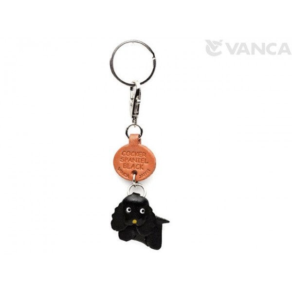Cocker Spaniel Black Leather Dog Keychain